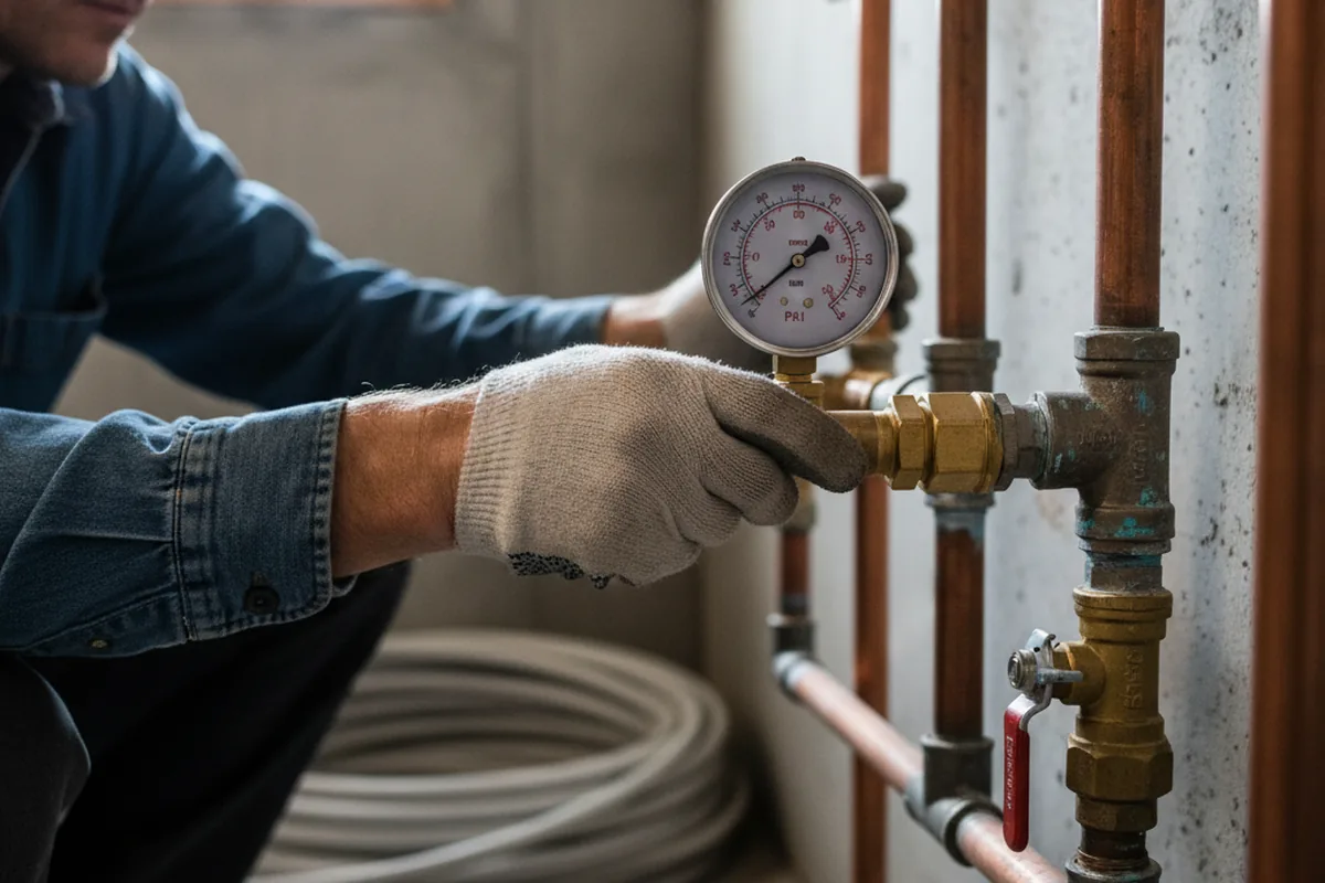 Pressure testing a repaired line during Water Line Repair in Fowlerville